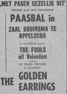 Golden Earring show ad April 07, 1969 Appelscha - Zaal Bruinsma